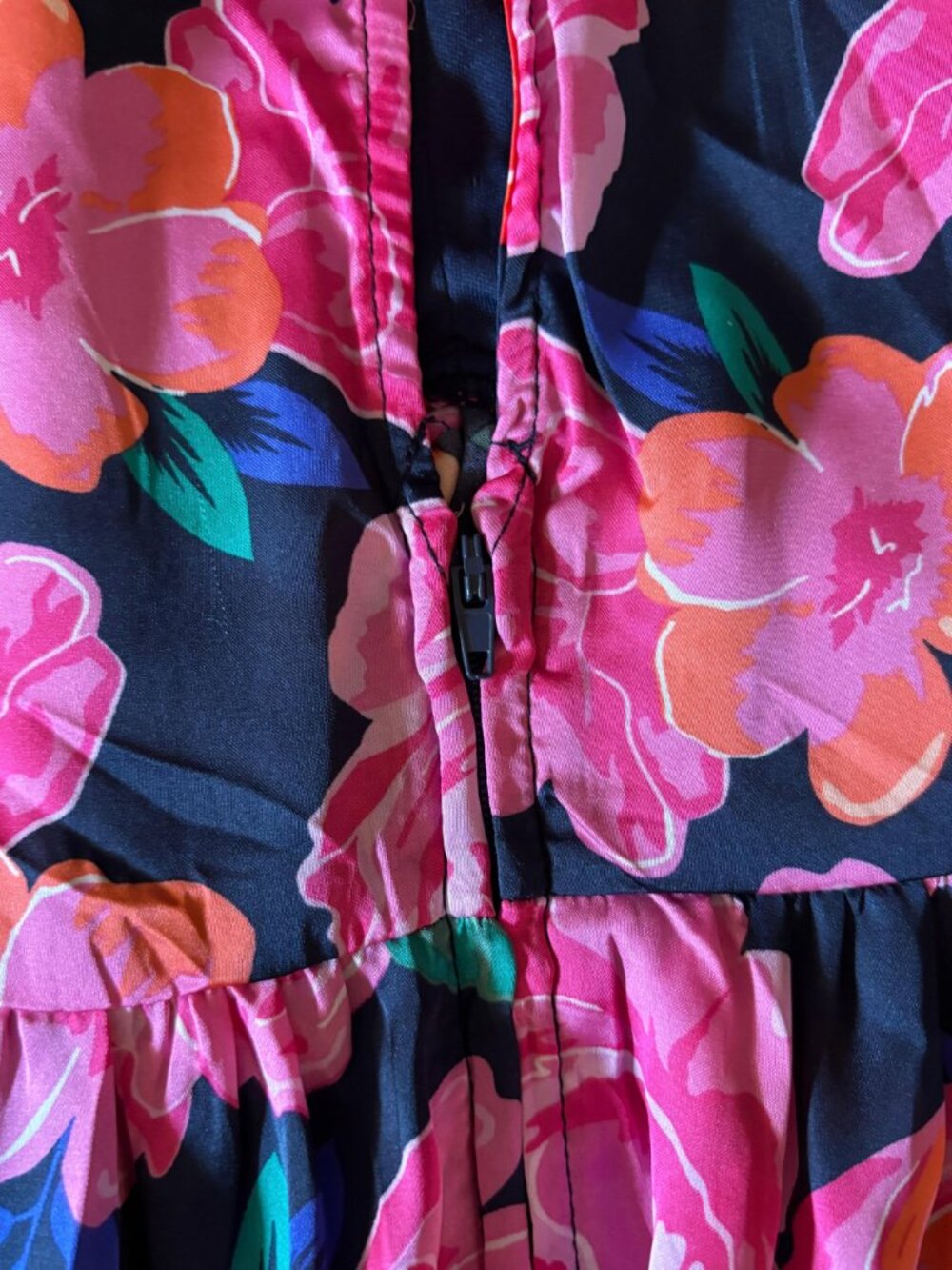 Mi Ami Floral Mini Dress XXS Tiered Long Sleeve Open Back Boho Retro - Picture 7 of 10